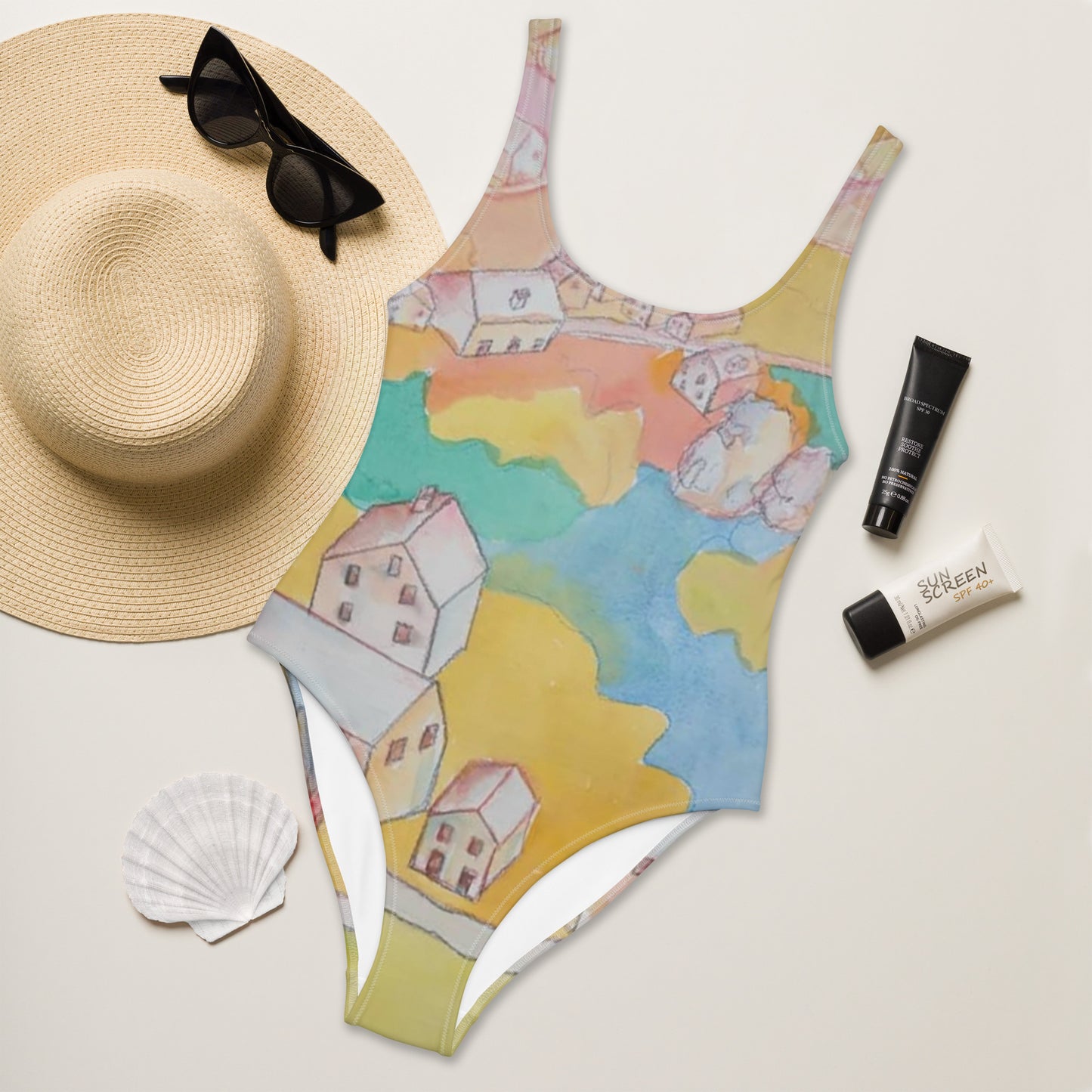 Townscape: Original Art One-Piece Swimsuit