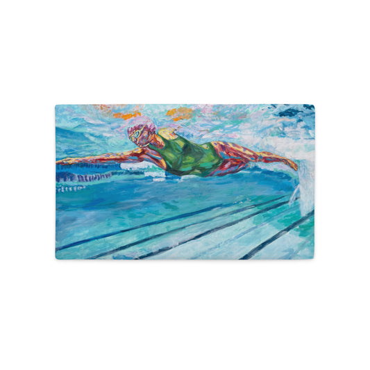 The Swimmer: Premium Original Art Pillow Case