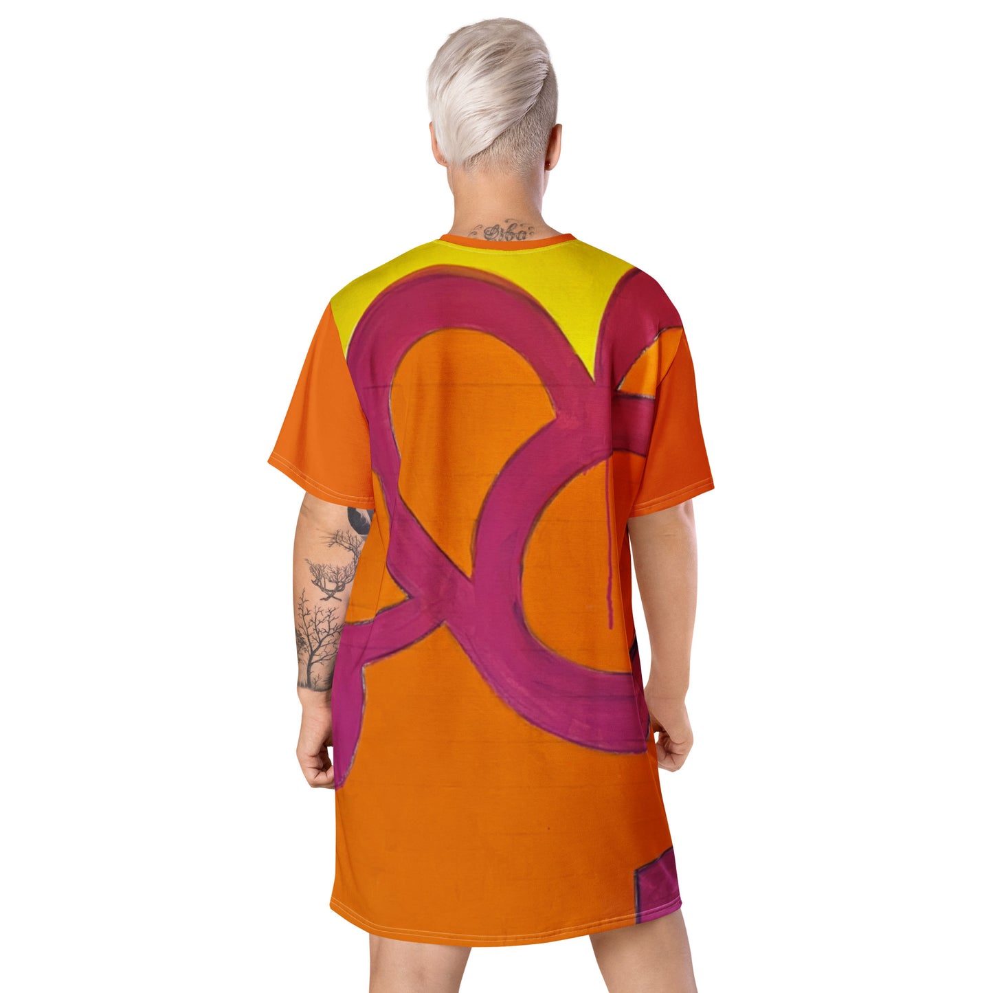 Hand Sign (mixed): Orange T-shirt dress